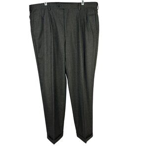 Perry Ellis Portfolio Mens Dress Pants Gray Pleated 40 x 32 Tailored Fit